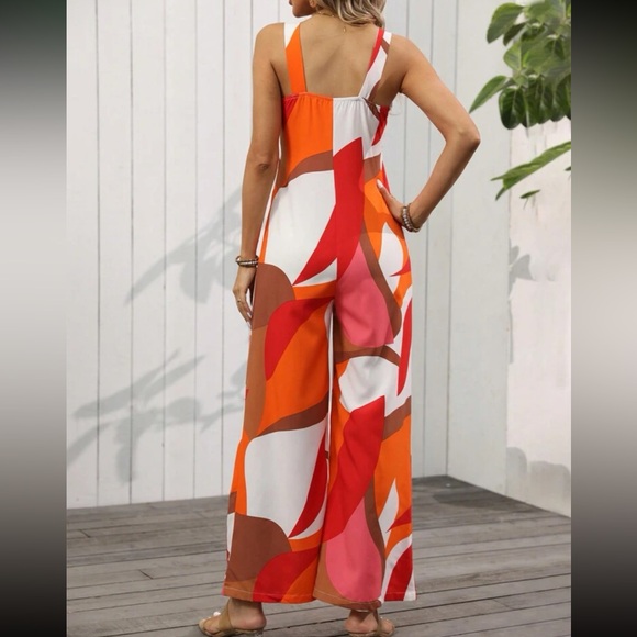 Boho color block wide leg jumpsuit - Picture 2 of 3